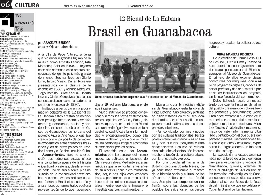 Matéria no jornal cubano Juventud Rebelde